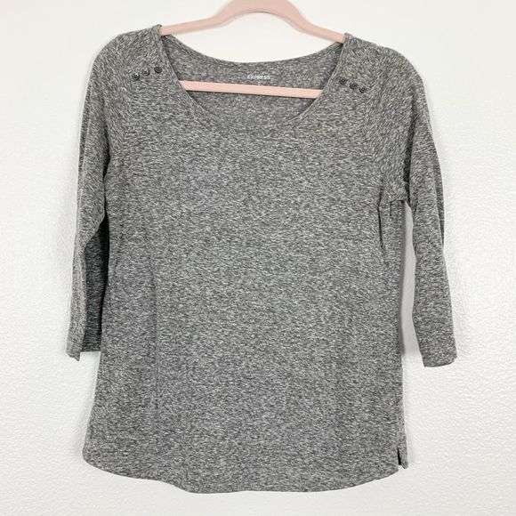 Express Tops - Express Heathered Gray 3/4  Sleeve Blouse Women SP